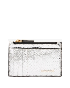 Визитница из металлизированной кожи, серебряный Roberto cavalli