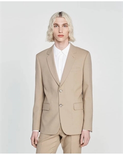 Мужской тонкий бежевый пиджак из шерсти, бежевый Sandro