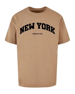 Футболка " Men's New York Wording — футболка большого размера, вымытая кислотой", бежевый Merchcode