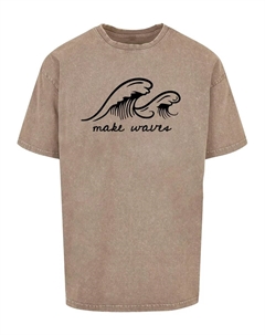 Футболка " Мужская летняя футболка Make wave Acid Washed Oversize ", хаки Merchcode
