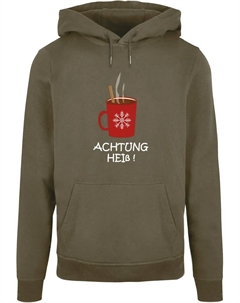 Толстовка с капюшоном "Мужская базовая толстовка "внимание", оливковый Merchcode