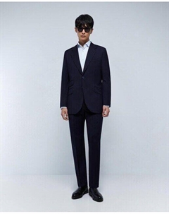 Однотонный мужской костюм классического кроя, темно-синий Scalpers