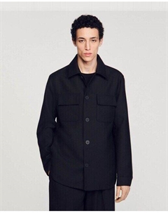 Гладкая мужская рубашка свободного кроя, черный Sandro