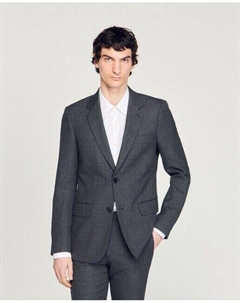 Однотонный облегающий мужской пиджак, серый Sandro