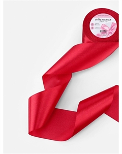 Лента атласная, 75 мм, 23±1 м, красная №33 Арт узор