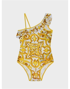 Купальник с принтом "майолика", желтый Dolce&gabbana