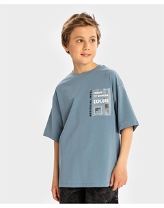 Футболка с коротким рукавом и принтом голубая для мальчика Button blue