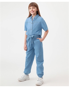 Комбинезон джинсовый с коротким рукавом голубой Button blue