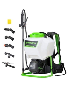 Опрыскиватель GREENWORKS G24BPSII, аккумуляторный, ранцевый, 15л, белый/зеленый Greenworks