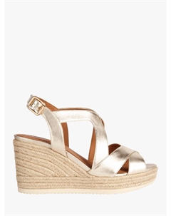 Босоножки на танкетке из металлизированной кожи ponza c, цвет Light Gold Geox