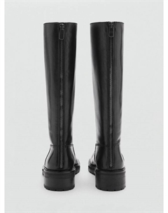 Кожаные сапоги из телячьей кожи, черный Mango