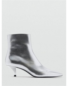 Ботильоны на металлическом заостренном каблуке с ремешками, серебряный Mango