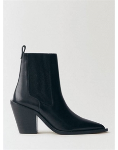 Западные сапоги на блочном каблуке из текстилевой кожи, черный Mango