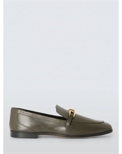 Мокасины с отделкой из кожи герани, цвет Military Green John lewis