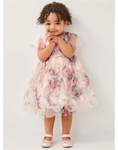 Детское платье с рюшами и принтом бабочки, розовый Monsoon