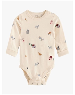 Детское боди с рождественским мотивом, светло-бежевый Lindex