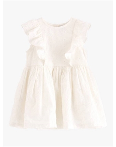 Детское платье из органического хлопка broderie anglais с вышивкой и оборками, цвет Light Dusty White Lindex