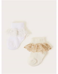 Детские носки на щиколотках с кружевной оборкой, цвет Ivory/White Monsoon