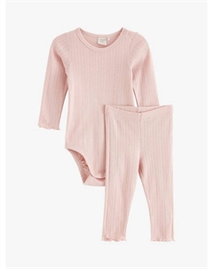 Комплект детского боди pointelle из органического хлопка и леггинсов, цвет Light Dusty Pink Lindex
