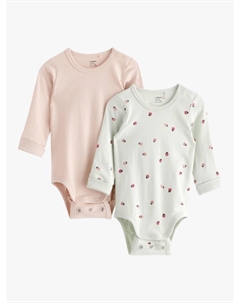 Детское однотонное боди с длинными рукавами и божьей коровкой, светло-синий Lindex