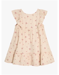 Детское хлопчатобумажное платье с v-образным вырезом на спине в цветочек, цвет Natural Jojo maman bébé