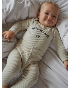 Детские леггинсы из органического хлопка в рубчик, цвет Oat Claude & co