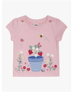 Детская хлопчатобумажная футболка в полоску с клубничной аппликацией, розовый Jojo maman bébé