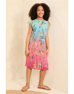 Л&Р | шифоновое плиссированное платье с рюшами на рукавах (5 16 лет), синий Love & roses