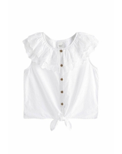 Блузка Tie-Front Regular Fit, цвет white broderie Next