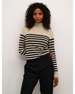 Джемпер с круглым вырезом в полоску от lizza, цвет Feather Gray/Black Kaffe