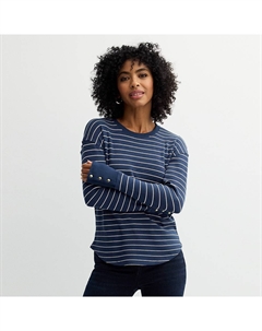 Женский уютный пуловер с вафельным узором, цвет Navy Lilac Stripe Sonoma goods for life