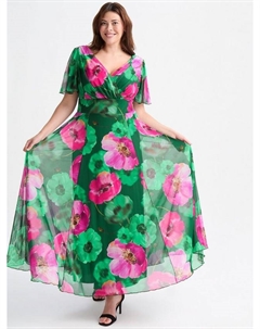 Макси-платье isabelle с цветочным декольте и плавающим рукавом, цвет Green/Pink Scarlett & jo