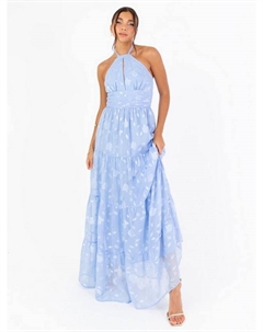 Многоярусное макси-платье с цветочным вырезом на шее, светло-синий Maya deluxe