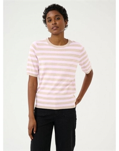 Джемпер с коротким рукавом в полоску от lizza, цвет Feather Gray/Pink Kaffe