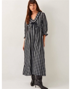 Фиолетовое ситцевое платье с бантом спереди, черный Monsoon