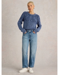 Джемпер ручной вязки из органического хлопка mia, цвет Indigo White stuff