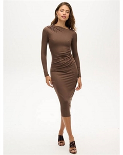 Платье миди с рюшами и длинным рукавом, цвет Chocolate Brown Superdry