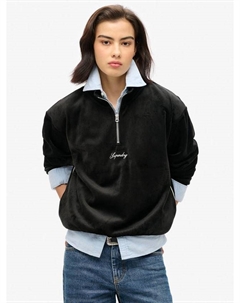 Джемпер из велюра country club на молнии наполовину, черный Superdry