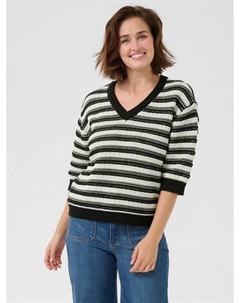 Джемпер с v-образным вырезом в тонкую полоску, цвет Dove/Black Kaffe