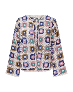 Кардиган с круглым вырезом и отделкой в зубчик бежевый Only