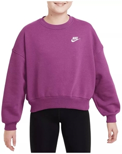 Флисовый свитшот свободного кроя с круглым вырезом Sportswear Club для девочек, цвет Hot Fuchsia Nike