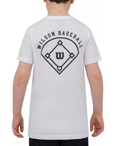 Футболка с короткими рукавами и бейсбольным контуром для мальчиков, белый Wilson