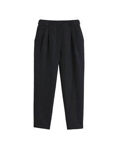 Брюки-дудочки с вытачками изо льна и хлопка черный Laredoute