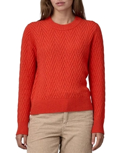 Женский свитер из переработанной шерсти с круглым вырезом, цвет Chevron Cable Madder Red Patagonia