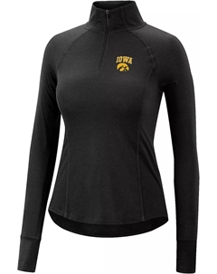 Женский черный пуловер с молнией 1/4 Iowa Hawkeyes Quinn Colosseum