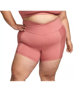 Женские байкерские шорты с завышенной талией на одном запахе (5 дюймов) (большие размеры), цвет Canyon Pink Nike