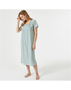 Ночная рубашка из хлопкового крепа зеленый Laredoute