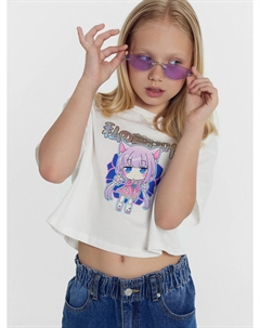 Футболка для девочек белая с принтом в виде аниме Mark formelle