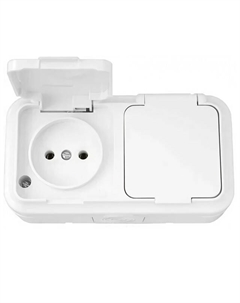 Розетка 2 поста 10А IP44 б/з белый Bylectrica