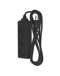 Удлинитель 3м 3-местный 10А черный Фотон